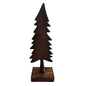 Christmas Tree Decor 12” Rustic Cast Metal & Wood